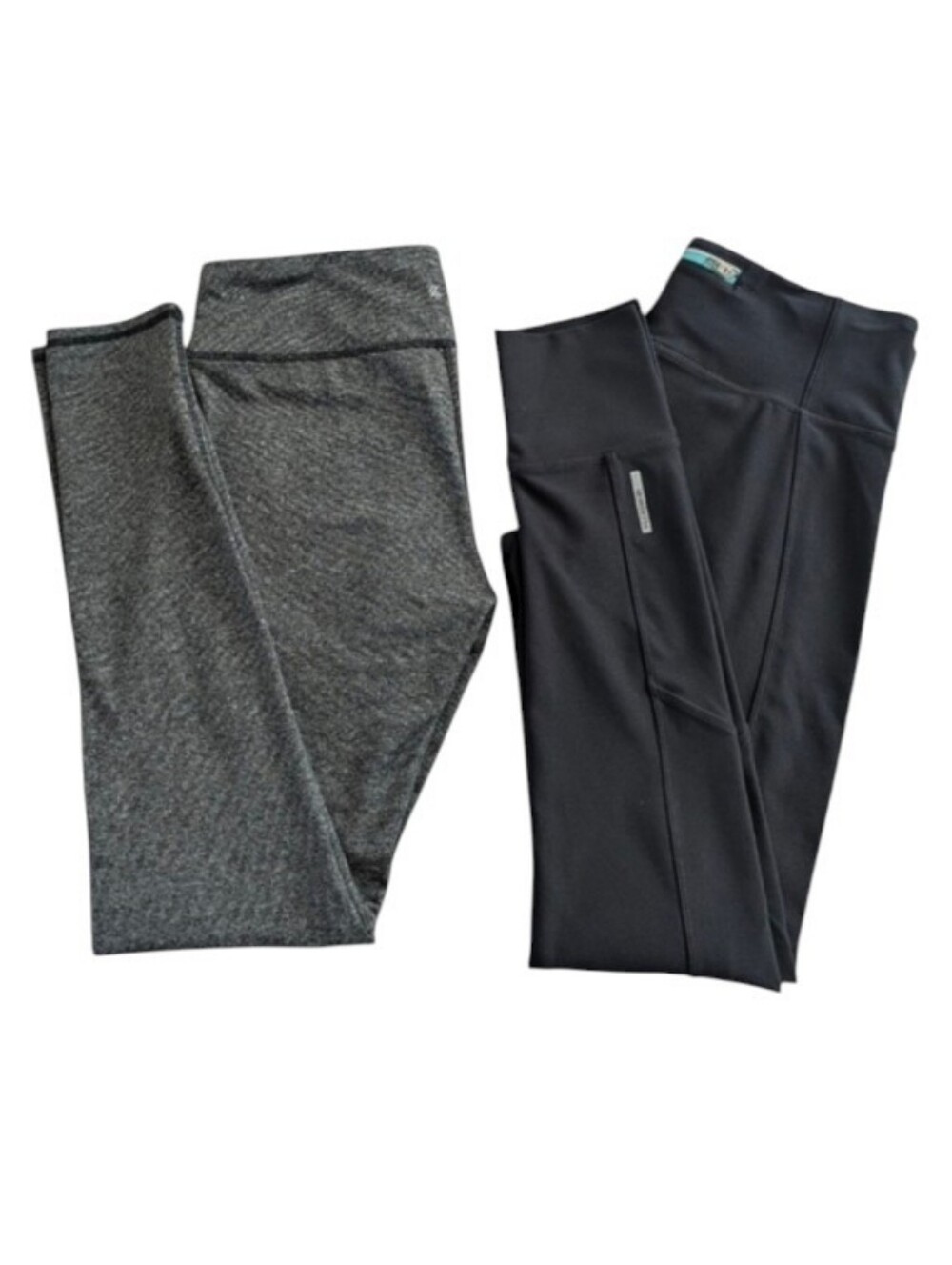 2 Pair of Full Length Workout Leggings Kyodan and Mondetta Black Gray Medium